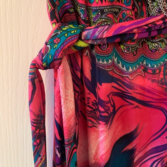 Hot Pink and Multi/Color Arden B Fitted Midi Dress - Picture 8 of 12